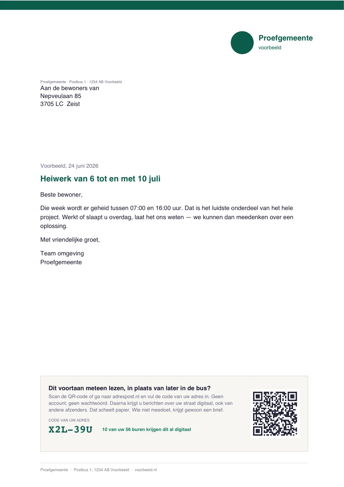 De brief: Adrespost