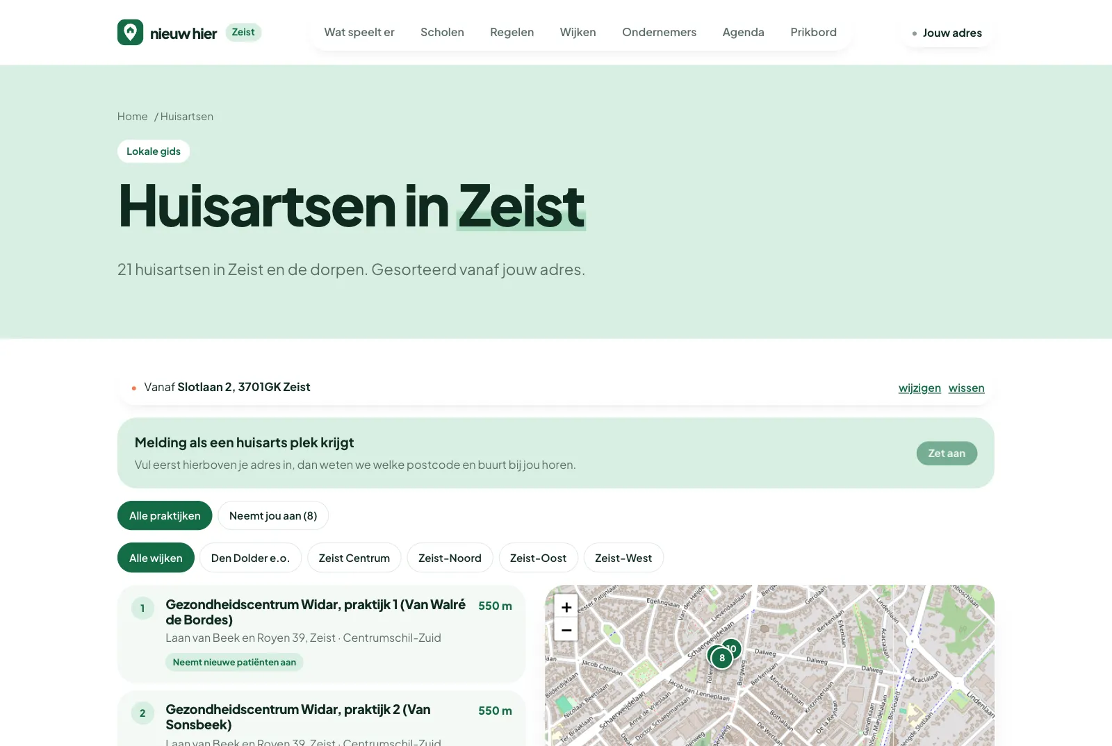 Huisartsen vanaf je adres in Nieuw hier